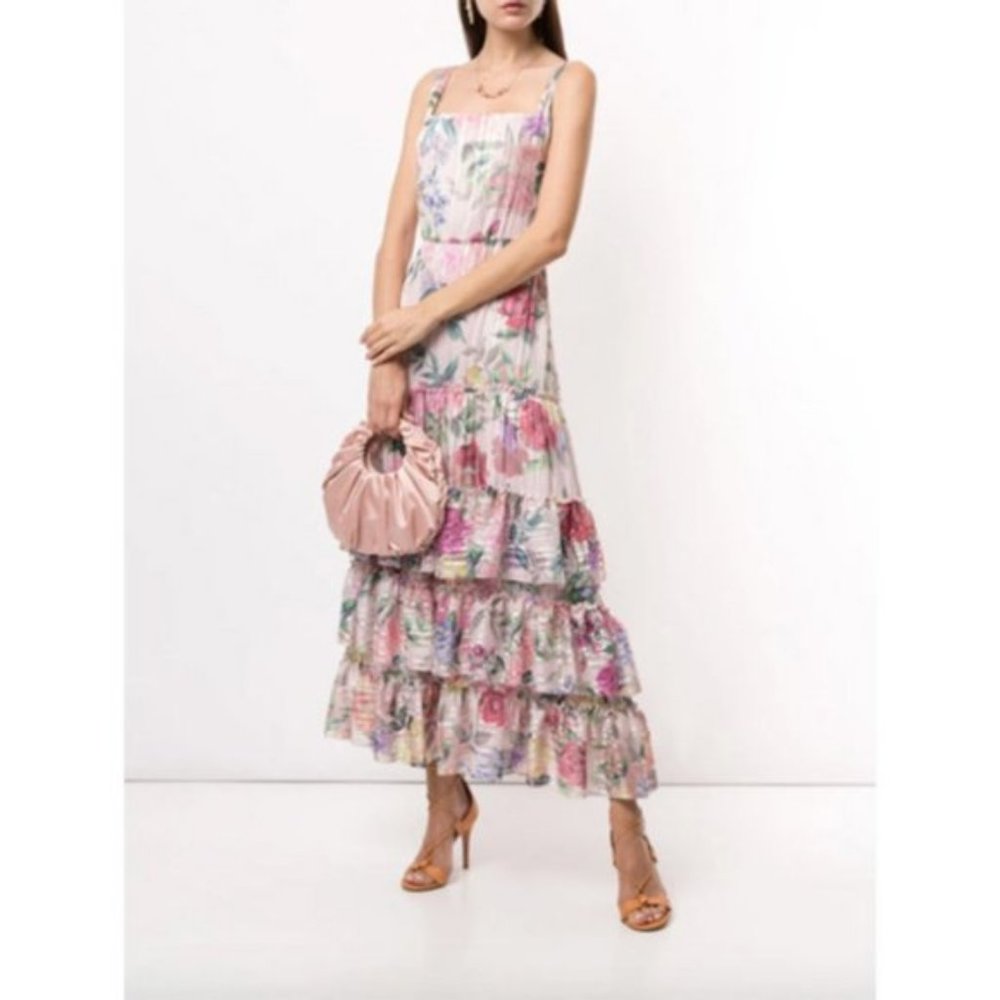Marchesa Notte Blouson Tiered Day Gown Dre…